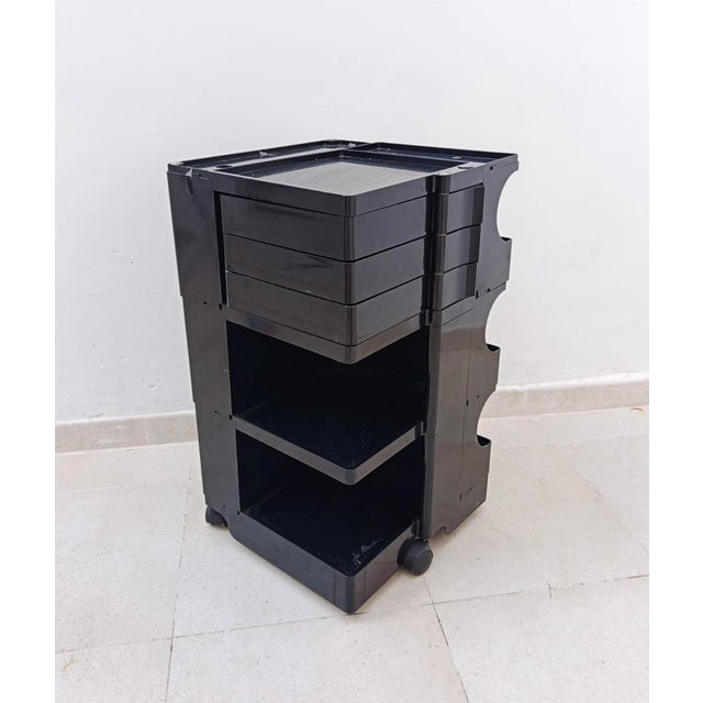 Boby Bieffeplast trolley Vintage design by Joe Colombo Original vintage from the 1970s Black, hard plastic, with three...