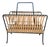 Mid-Century Modern Woven Rattan and Black Wrought Iron Magazine Rack, 1950s For Sale
