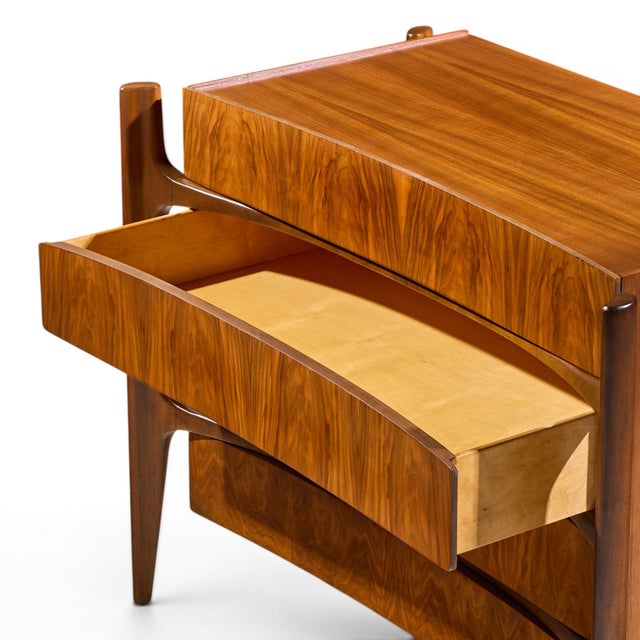 Wood William Hinn Mid Century Walnut Curved Front Lowboy Dresser For Sale - Image 7 of 8