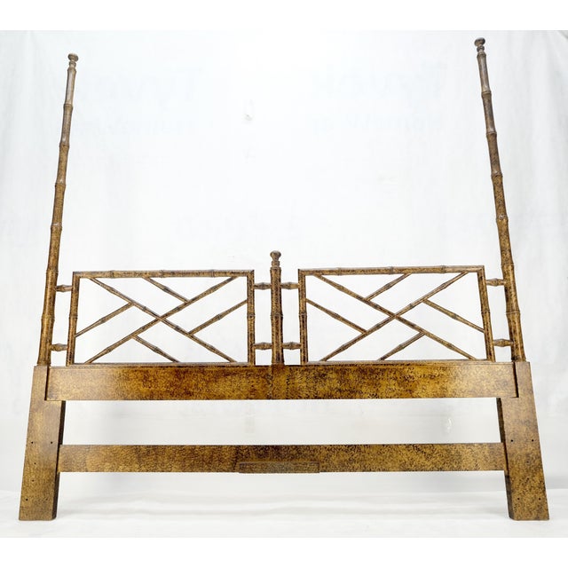 Faux Bamboo c1970s Tortoise Finish King Size Decorative Headboard Bed MINT! For Sale - Image 9 of 12