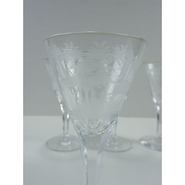 Etched Wildlife Vintage Wine Glasses Set of 7 Chairish