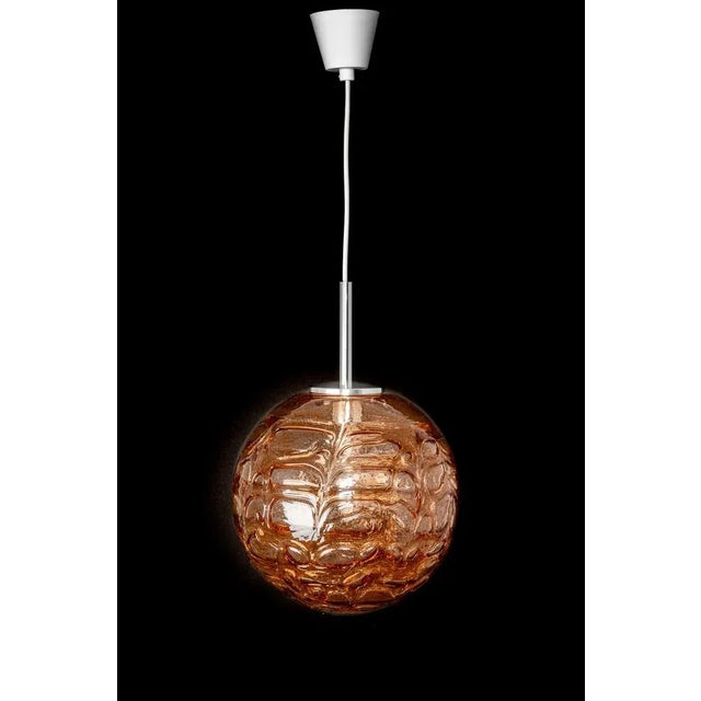 German Pink Murano Ball Pendant Light from Doria, 1970s For Sale - Image 6 of 10