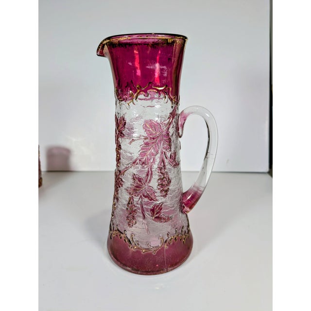 This rare Harrach Jewel Cameo Pitcher/Ewer and Cups set from the early 1900's is a stunning example of Bohemian Art...