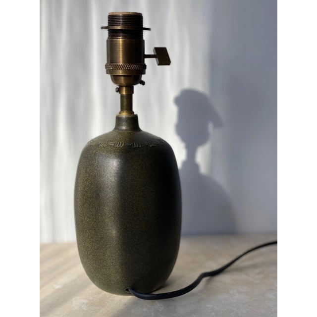 Vintage Brown Green Table Lamp from Agne Aronsson, 1960s For Sale - Image 4 of 7