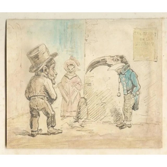 L’amour Croise des Races (Agence matrimoniale) is an original drawing with watercolor, Ink, pencil, realized by Jean-...