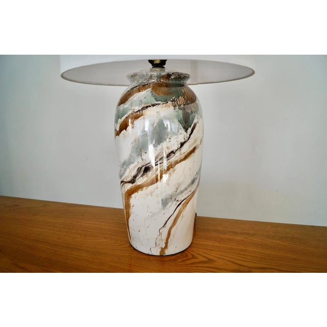 1970s 1970's Mid-Century Modern Glazed Ceramic Table Lamp For Sale - Image 5 of 13