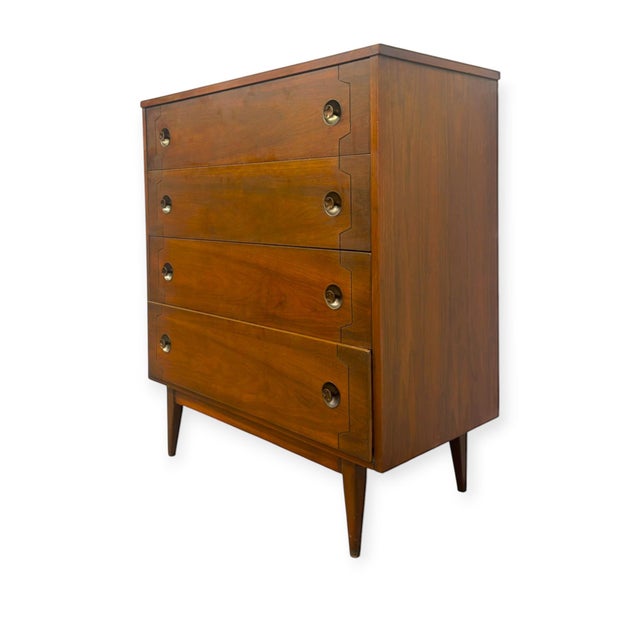 1970s Vintage Mid-Century Modern 4-Drawer Tallboy Dresser Dovetailed Drawers. For Sale - Image 5 of 12