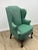 Chippendale Pair of Hickory Chair Chippendale Style Wingback Lounge Chairs in Sage Green Upholstery For Sale - Image 3 of 7