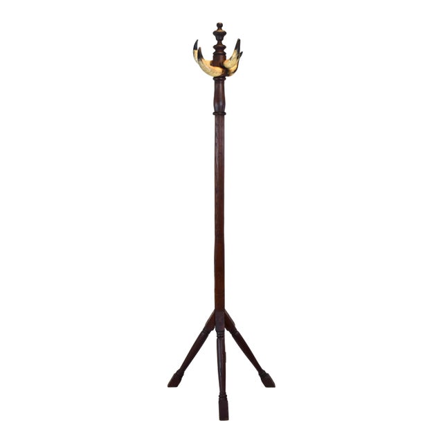 Rancho Monterey Coat Rack, Mahogany & Cow Horn, Early 20th C., Usa For Sale