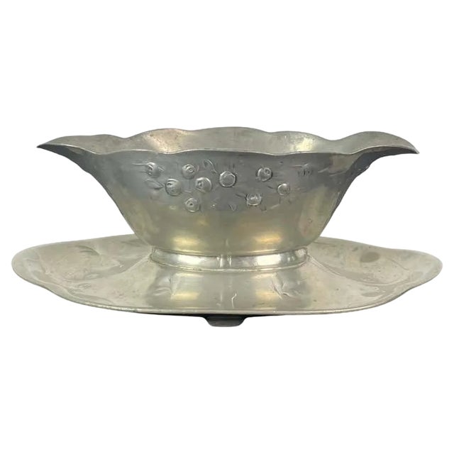 Art Nouveau Sauce Boat in Pewter from Kayserzinn, 1900s For Sale