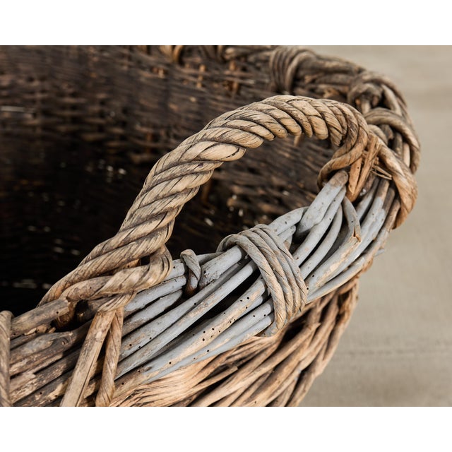 Large Rustic French Provincial Wine Harvest Basket For Sale - Image 10 of 18
