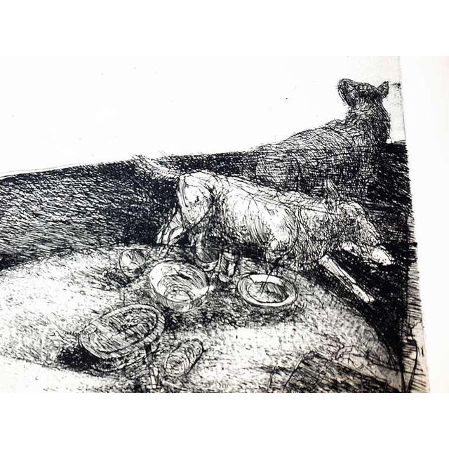 Robert A. Birmelin, Interior View Dogs Running By Table Abstract Modernist Etching, Robert Birmelin For Sale - Image 4 of 5