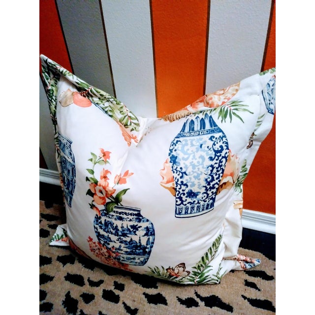 Custom Large 30x30 Blue White Chinoiserie Ginger Jar Throw Pillow Cover