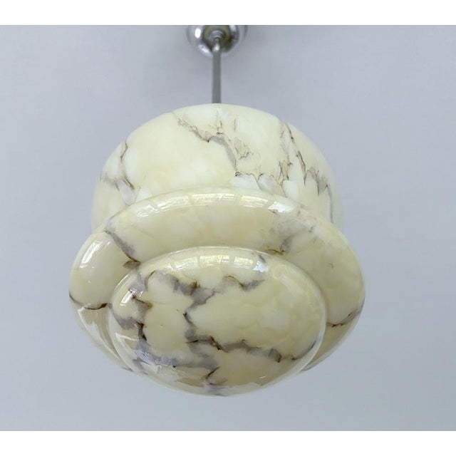 Art Deco Pendant Light in Marble Glass, 1930s For Sale - Image 11 of 14