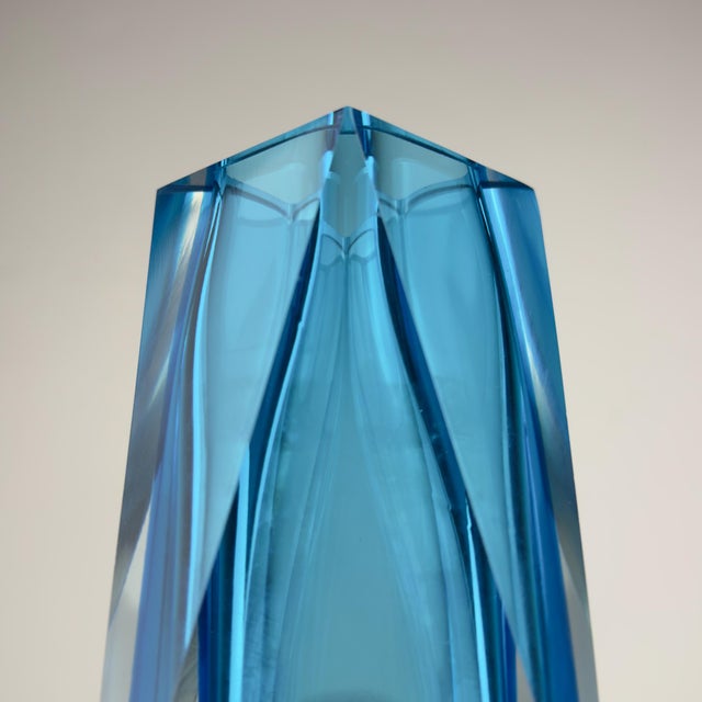 Sommerso Blue Murano Glass Vase, 1970s For Sale - Image 11 of 18