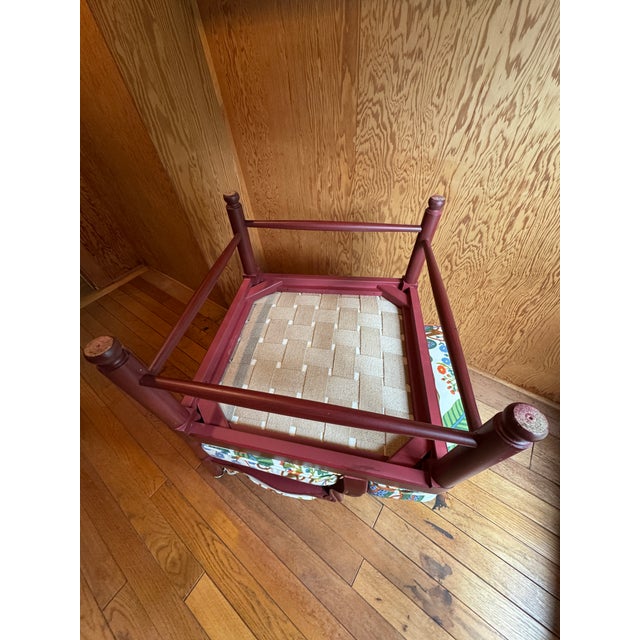 Country Armchair & Ottoman Reupholstered in Josef Frank “Aralia” Linen for Svenskt Tenn For Sale In New York - Image 6 of 7