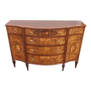 Mid 20th Century Inlaid Mahogany and Burl Walnut Bowfront Sideboard For Sale