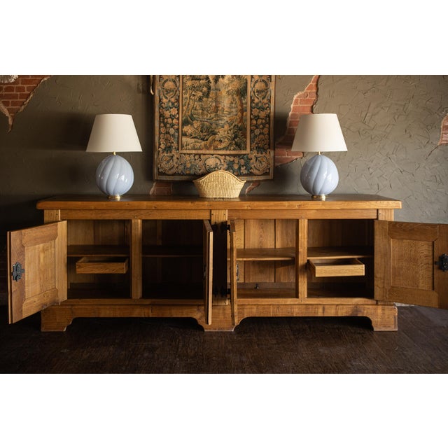 Mid 1900s Large Rustic French - Light Oak Sideboard For Sale - Image 14 of 15