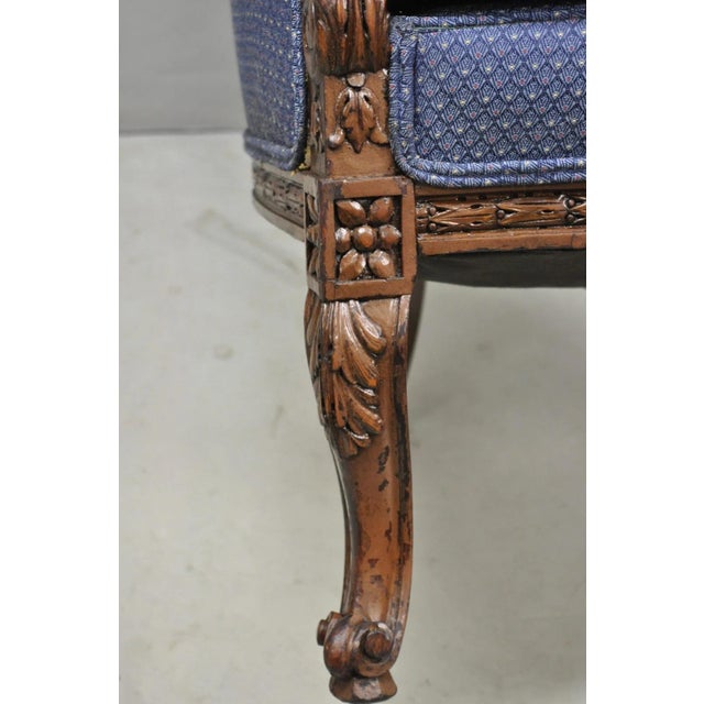 Antique French Renaissance Louis XV Style Carved Walnut Wingback Arm Chair For Sale - Image 10 of 18