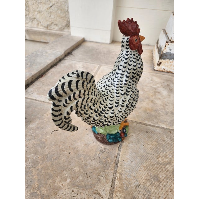 1960s Vintage Majolica Style Italian Ceramic RoosterRooster For Sale - Image 5 of 6