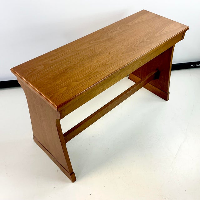 Brown Mid-Century Mission Arts & Crafts Style Wood Organ Bench With Storage. For Sale - Image 8 of 14