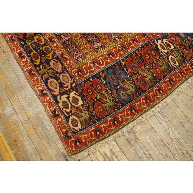 A Allover-Geometric Design Antique Persian Bijar Gallery Rug With Red Background Color For Sale - Image 11 of 12