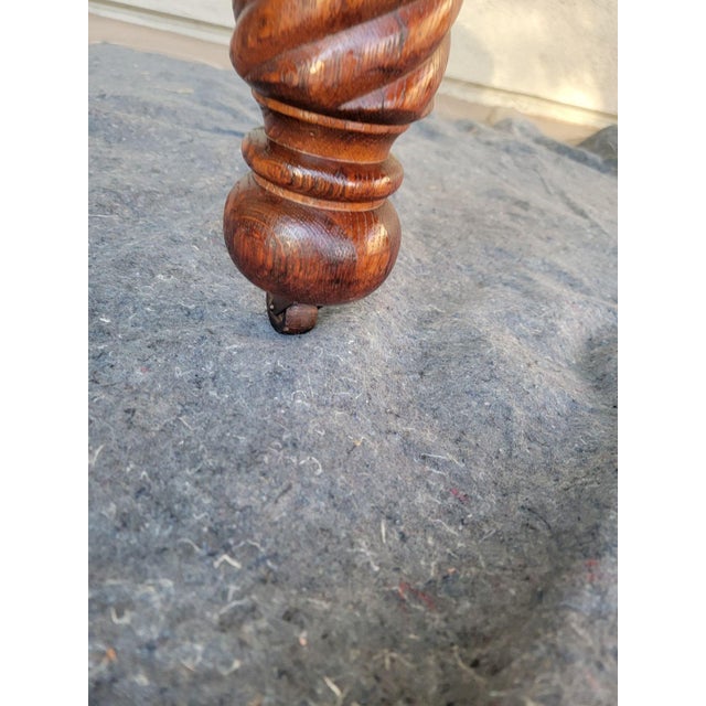 Beautiful Antique 20th Century Solid Oak Table - Hand Turned Barley 5 Leg For Sale - Image 15 of 15