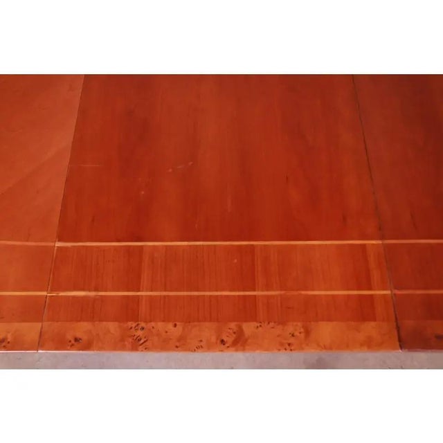 Baker Furniture Neoclassical Inlaid Cherry and Burl Wood Extension Dining Table For Sale - Image 12 of 13