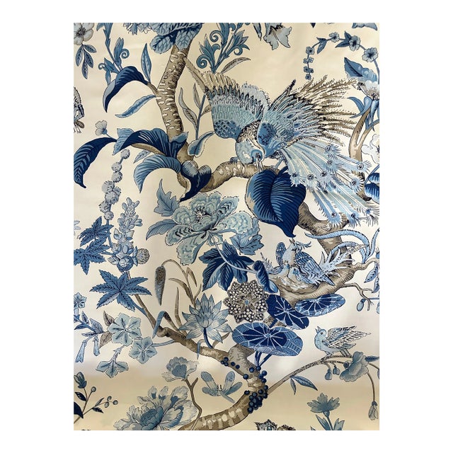 Schumacher Cranley Garden Blue Fabric 7 1/2 Yards Cotton For Sale