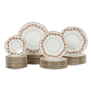 Royal Worcester Montpelier Magenta Gold & White Dinnerware Plate Set