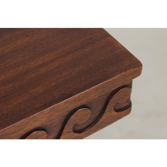 Edward Wormley for Dunbar Mahogany Shell Carved Table For Sale In Philadelphia - Image 6 of 14