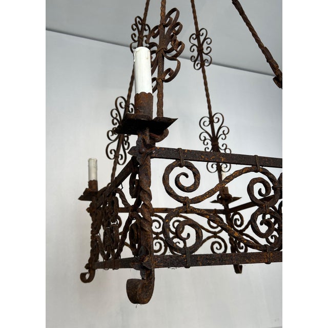 Gothic Style 8-arm Wrought Iron Chandelier. Circa 1950 For Sale - Image 12 of 12