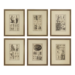 Archeology Engraving Matching Frame Antiquity Sculpture Montfaucon - Set of 6
