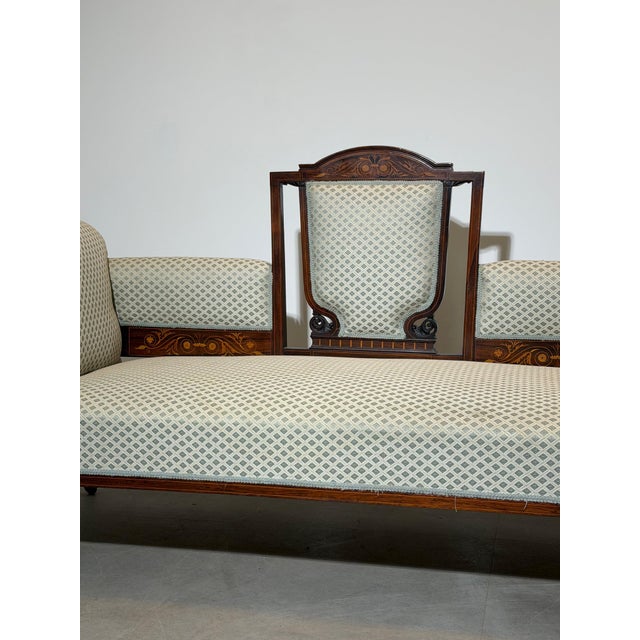 Edwardian Mahogany Settee, France For Sale - Image 3 of 11