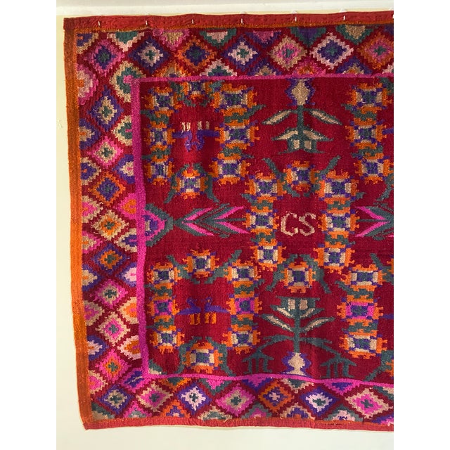 Folk Art Mid-Late 20th Century Vintage Peruvian Andean Pictorial Wool Textile Wall Hanging (69' X 57.5") For Sale - Image 3 of 13