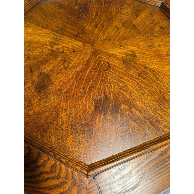 Octagon Glass Dining Table on Gothic Wood Base For Sale - Image 9 of 12
