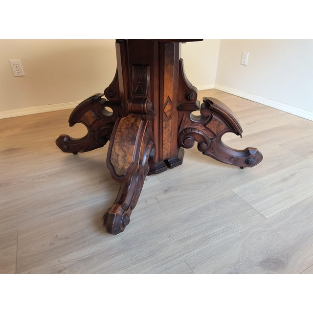 Traditional Antique Walnut Pedestal Dining Table For Sale - Image 3 of 9