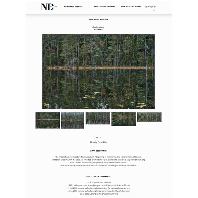 "Deep_Mirroring_Forest_011" Diptych, Limited Edition Fine Art Photograph by Bernhard Lang, Set of 2 For Sale - Image 12 of 13