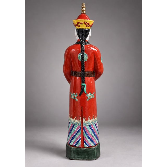 Antique Chinese Porcelain Emperor Figurine For Sale - Image 4 of 9