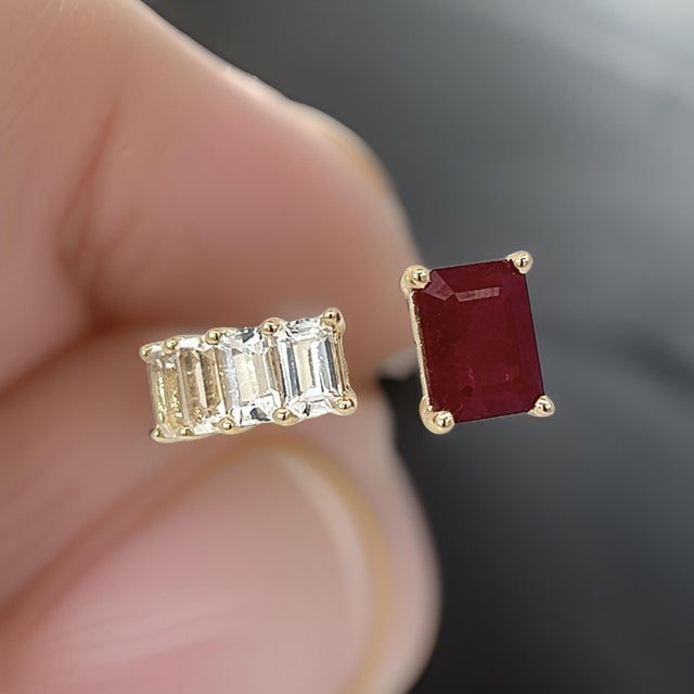 Natural Ruby Sapphire Ring 6.5 14k W Gold 3.64 TCW Certified For Sale - Image 11 of 18