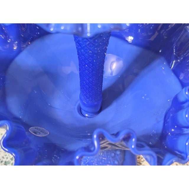 Add a touch of vintage elegance to your glassware collection with this beautiful **Vintage Fenton Periwinkle Blue Diamond...
