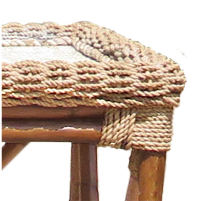 Bamboo & Rope Nautical / Beach Accent Table For Sale - Image 9 of 10