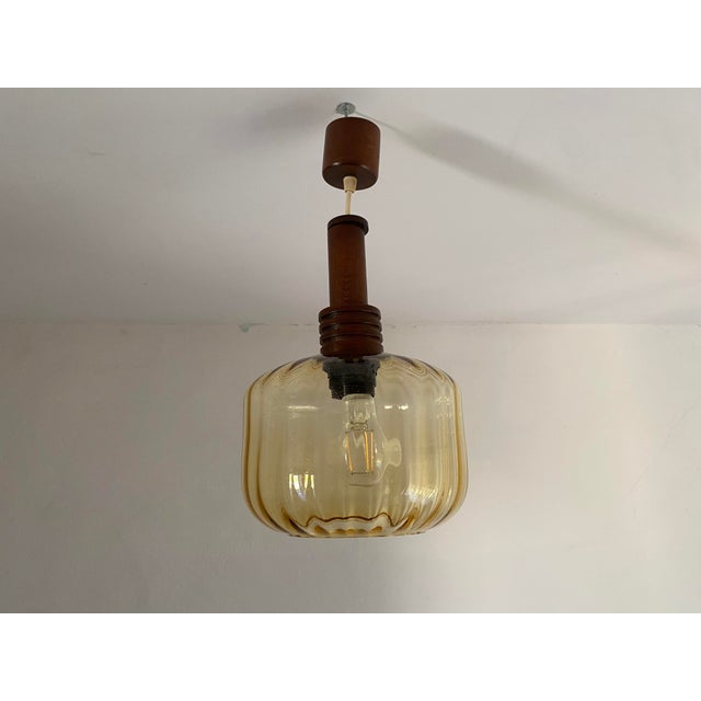 Mid-Century Modern Amber Glass Pendant Lamp, Yugoslavia, 1975 For Sale - Image 14 of 14