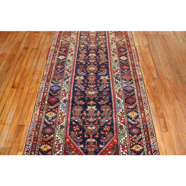 Early 20th Century Traditional Navy 20th Century Persian Runner - 3'4" x 15'4" For Sale - Image 5 of 6
