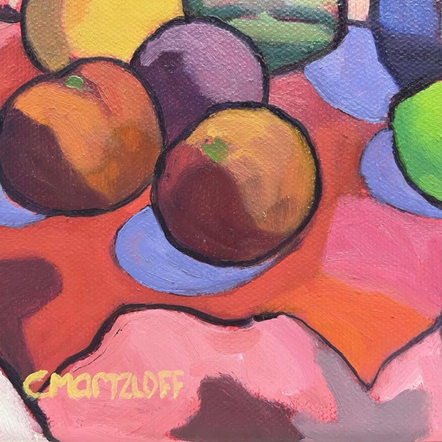 Textile "The Geometry of Color" Contemporary Still Life With Green Glass Bottle For Sale - Image 7 of 7