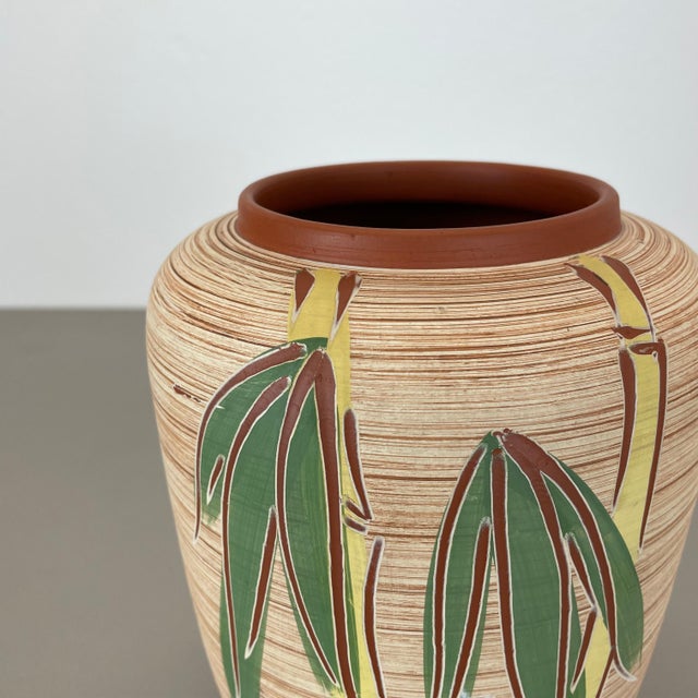 Colorful Abstract Bamboo Ceramic Pottery Vase from Eiwa Ceramics, Germany, 1960s For Sale - Image 6 of 18