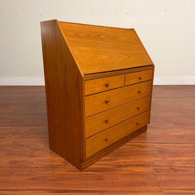 Wood Nathan Furniture Vintage Teak Secretary Desk For Sale - Image 7 of 15