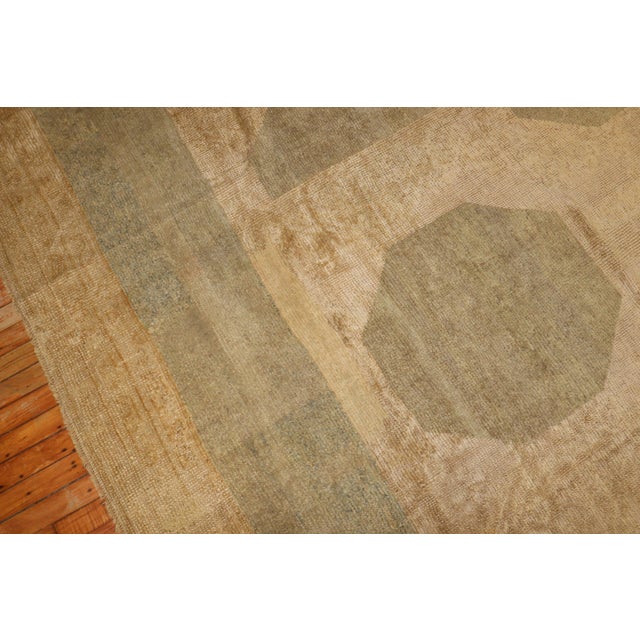 Zabihi Collection Abstract Large Square Antique Turkish Oushak Rug - 13'9" x 13'10" For Sale - Image 11 of 12