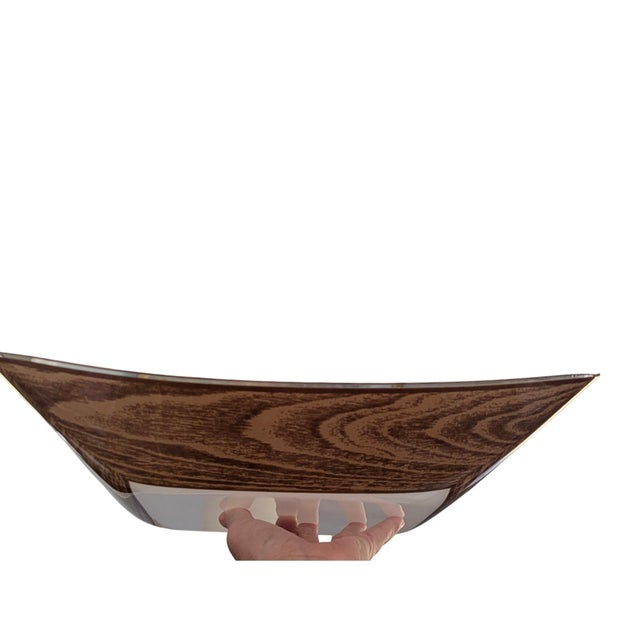 Mid 20th Century Mid Century Modern Faux Bois Glass Light Fixture Cover For Sale - Image 5 of 13