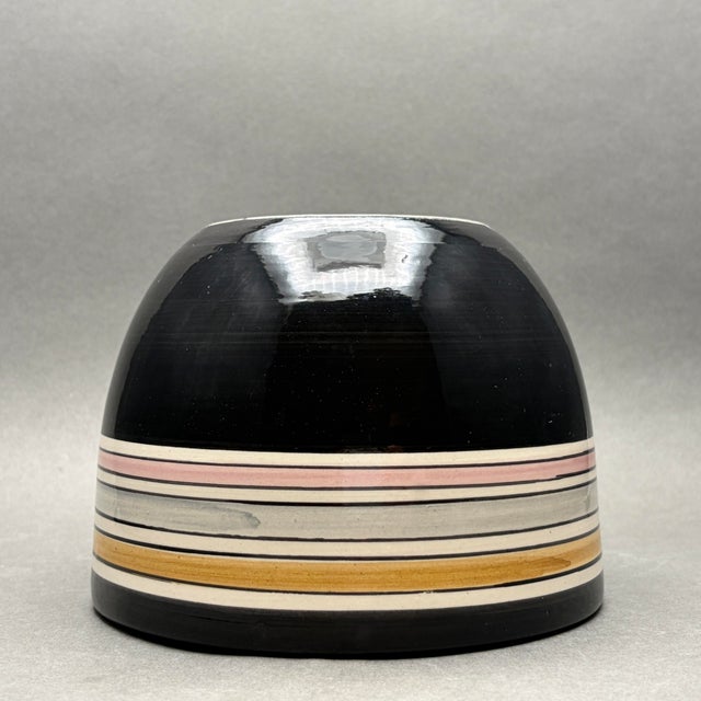 Vintage West Germany Mid Century Black Striped Ceramic Planter Pot For Sale In New York - Image 6 of 7